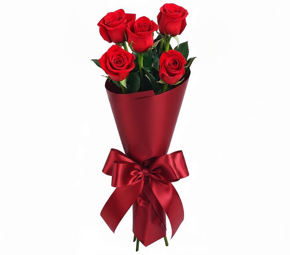 Букет 5 Красных роз Эдлесс Лав в Шугарово