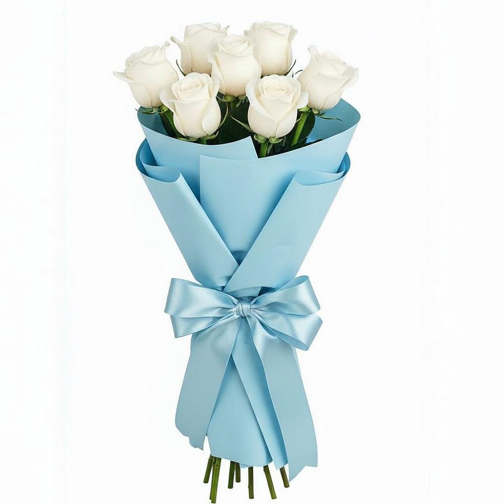 Букет 7 белых роз Проуд в Шугарово