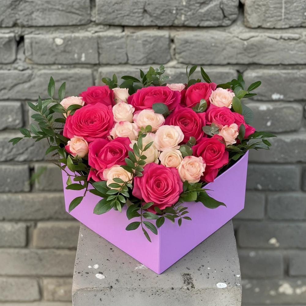 Цветочная композиция из Розы в коробке в Шугарово