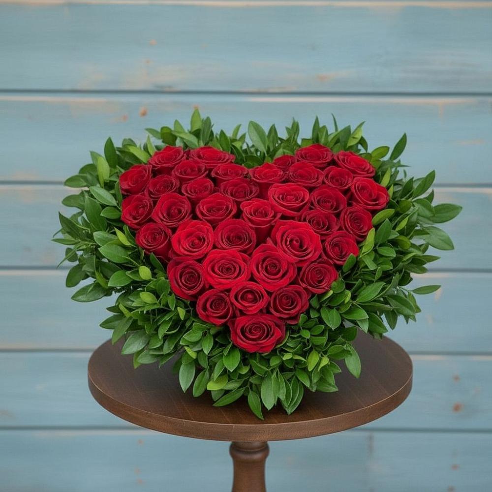 Цветочная композиция из Розы в виде сердца в Шугарово