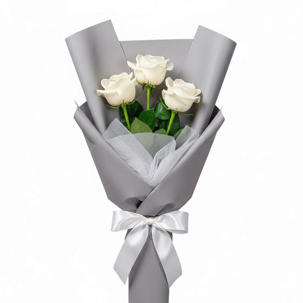 Букет 3 белые розы в Шугарово