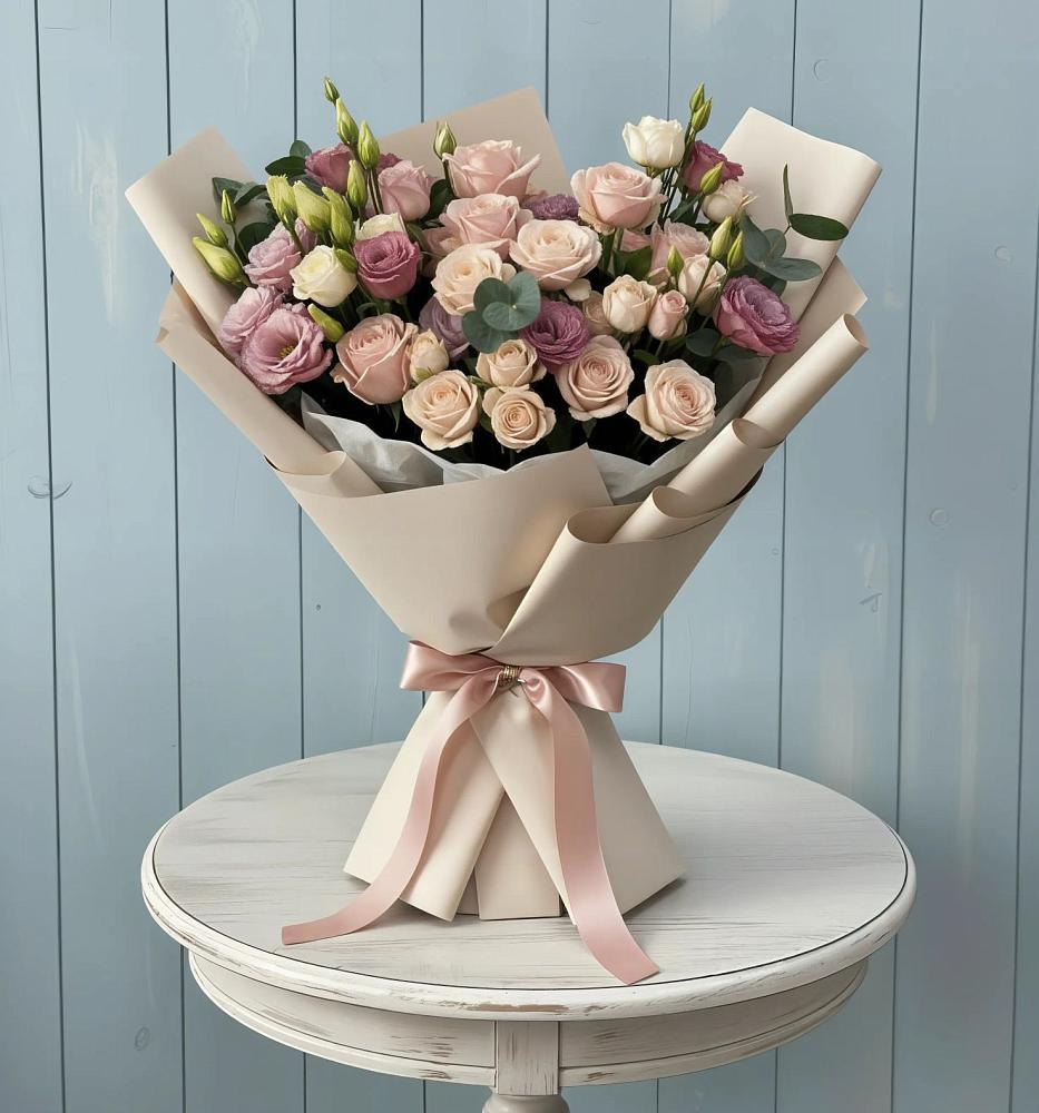 Букет цветов из: Розы и Лизиантусы в Шугарово