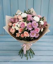 Букет цветов из:  Хризантемы, Розы и Альстромерии #REPLACE_PRED# Шугарово