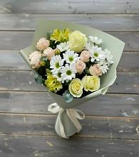 Букет цветов из:  Альстромерии, Розы и Хризантемы в Шугарово