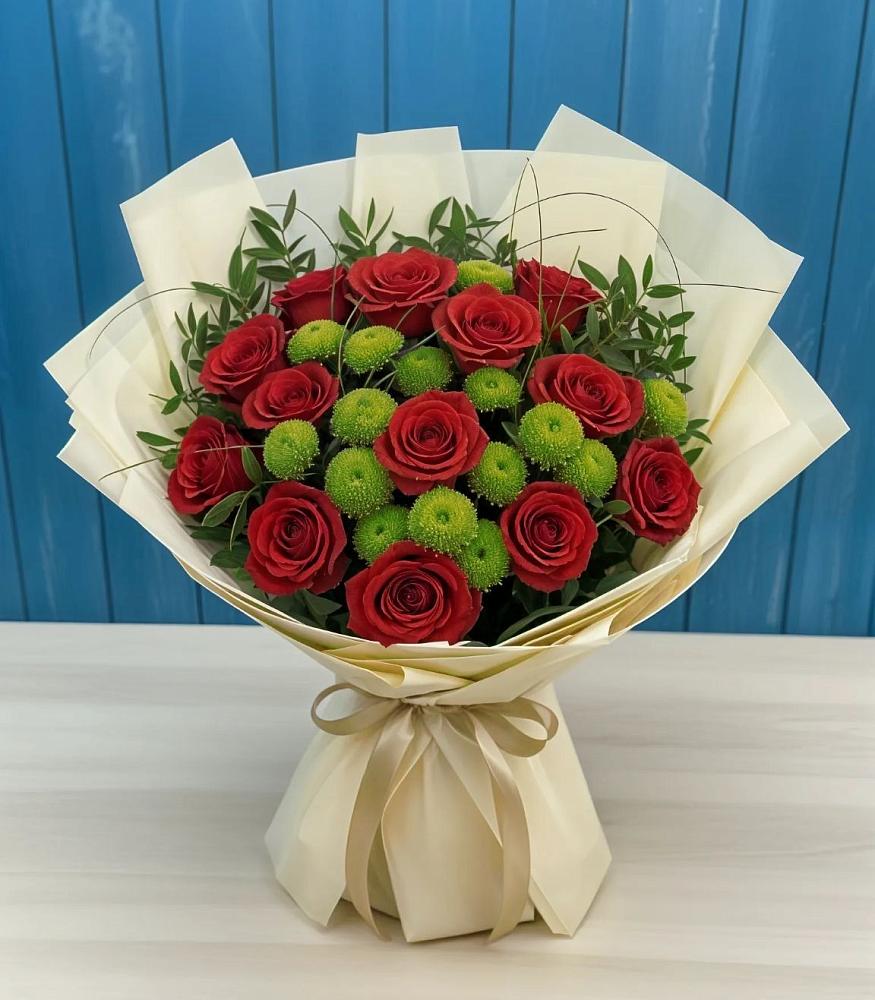 Букет цветов из: Розы и Хризантемы в Шугарово