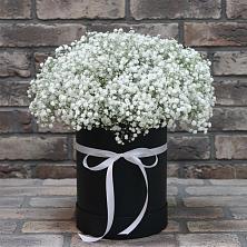 Цветочная композиция из Гипсофила в шляпной коробке в Шугарово