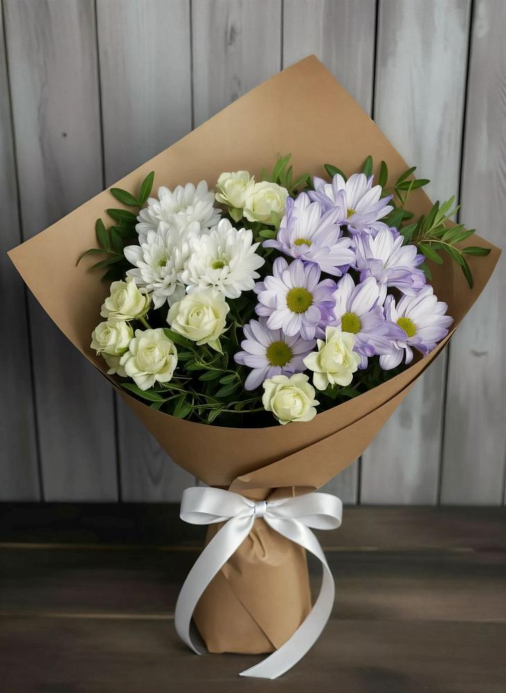 Букет цветов из: Хризантемы и Розы в Шугарово